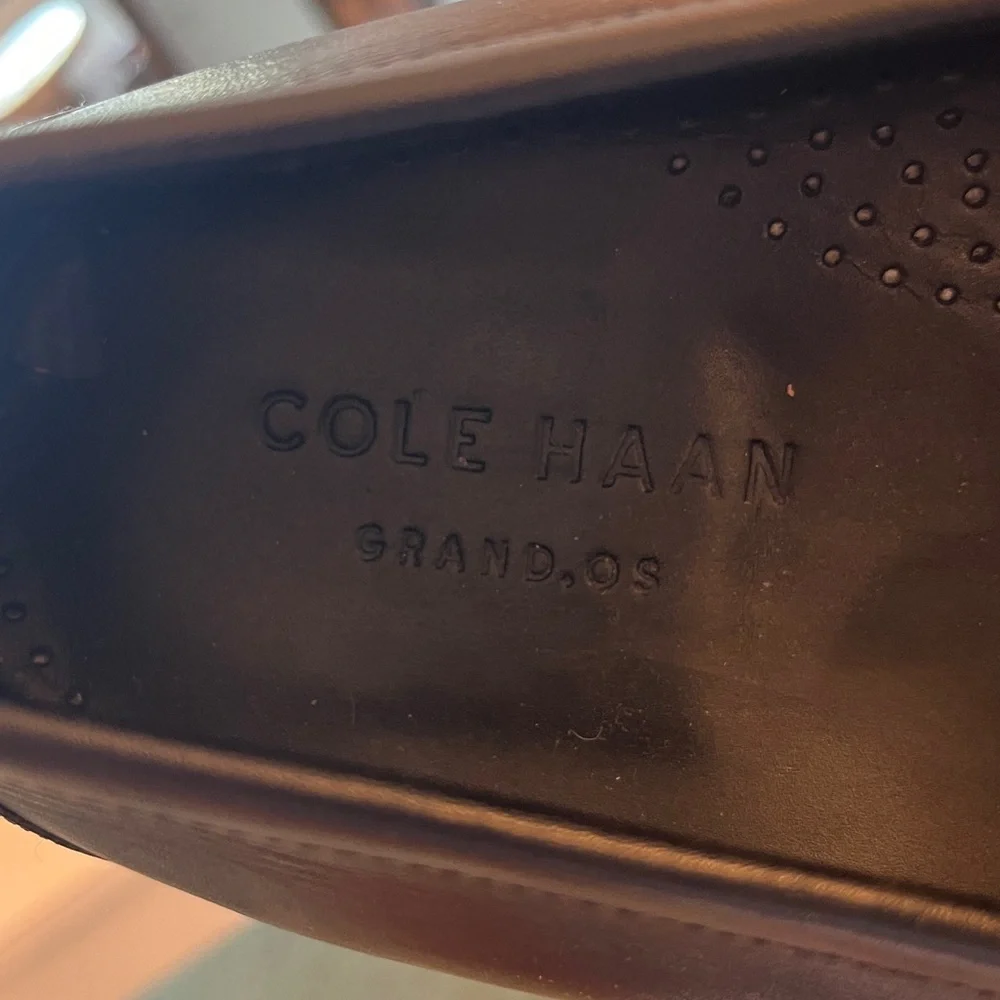 Cole Haan Black Leather Slip-On Loafers with Silver Detail 10 1/2M - Picture 5 of 7